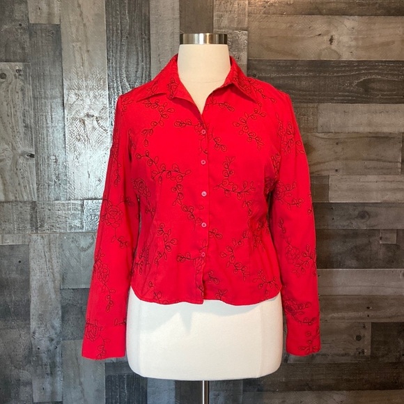 Covington button up shirt size XLarge petite holiday party floral Lovecore - Picture 7 of 12